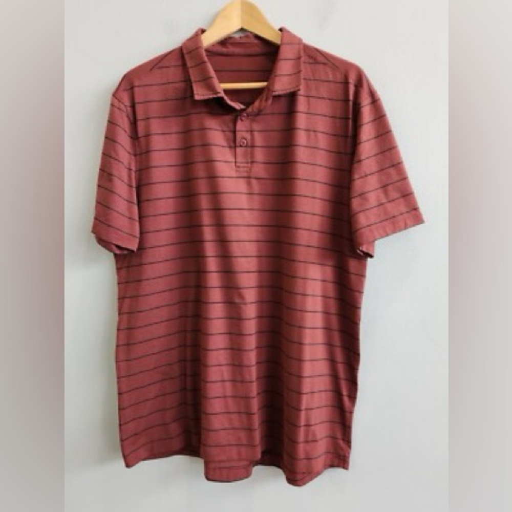 LIKE NEW SIZE XL lululemon athletica Men's Polo Shirt - Burgundy, Black Stripes